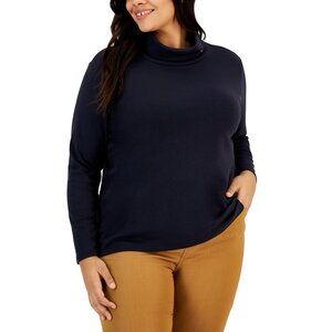 Tommy Hilfiger Plus Size 2X Long Sleeve Knit Turtleneck Top Blue MSRP $55